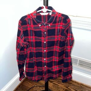 Janie and Jack navy and red plaid button down flannel